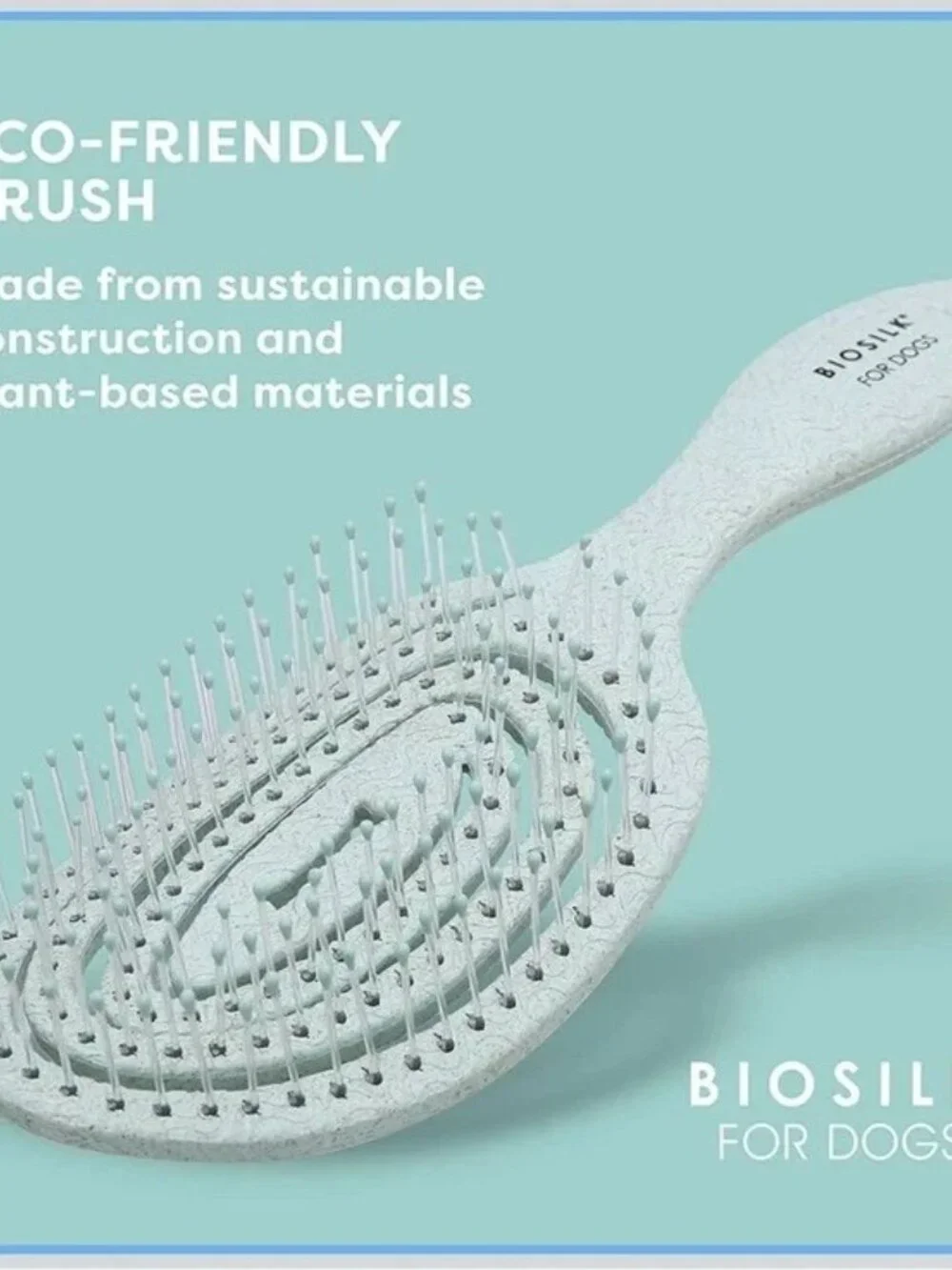 BioSilk For Dogs Detangling Grooming Pin Brush 9in Mint Green Eco Friendly New